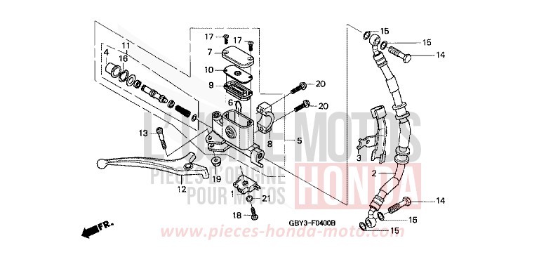 VORDERRADBREMSE HAUPTZYLINDER von CB1300 Super Bold'or ABS FURY RED (R240) von 1998